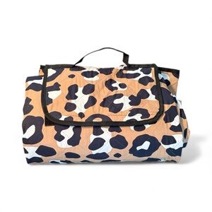 Leopard Print Outdoor Picnic Blanket – Foldable with Carry Handle 76”x58”
